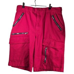 Trust Shorts Men Size 40 Red Cargo Casual Flat Front Zipper Accents Red Shorts